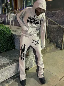 Men's Art Print Hoodie and Sweatpants Set, Menswear, Sports, Casual Loose Fit, Breathable Fabric, Spring & Fall Wear, Comfortable Daily Outdoor, Athleisure Wear