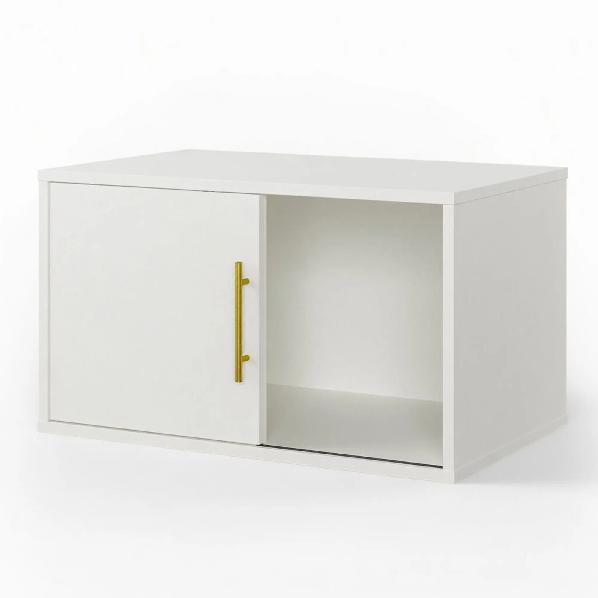 Cube Storage Organizer With Sliding Door Stackable Modular Bookshelf & Storage Cabinet - White