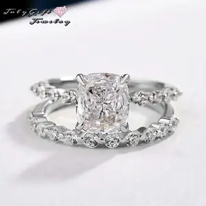 Synthetic Moissanite Rings for Women  Bridal Ring Sets Wedding Band D Color VVS1 Round Cut Engagement Ring Anniversary Wedding Valentines