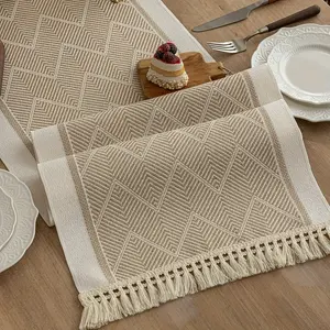 1pc High Quality Table Runner, Solid Color Geometric Pattern, Suitable for Living Room, Dining Room, Wedding, Party Table Decoration
