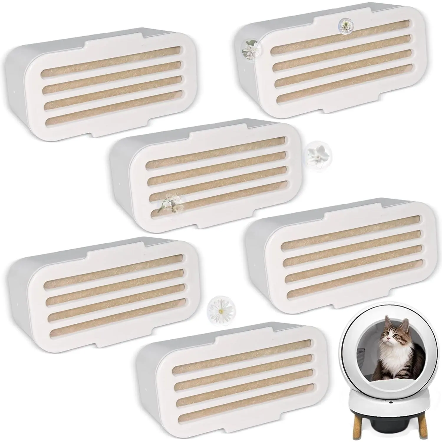 6 Pack Deodorizer for PetSafe ScoopFree SmartSpin Self-Cleaning  Litter Box, Odor Control Compatible with HHOLOVE Self-Cleaning  Litter Box, Air Freshener, Pet