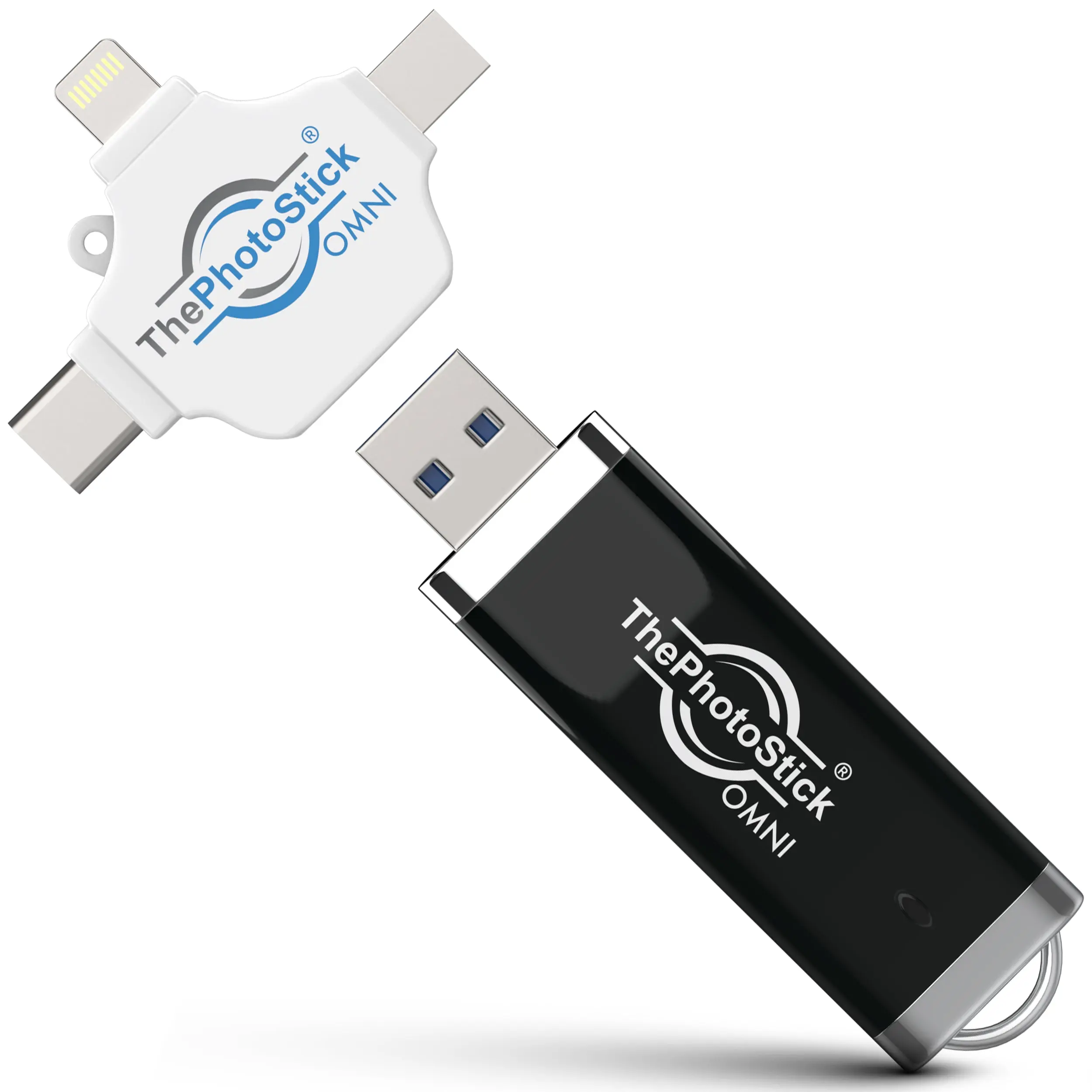 ThePhotoStick Omni 128GB USB Flash Drive & Memory Stick – Automatic Photo & Video Backup for iPhone, Android, Mac & PC – Multiport Connection to Easily Store & Transfer Files