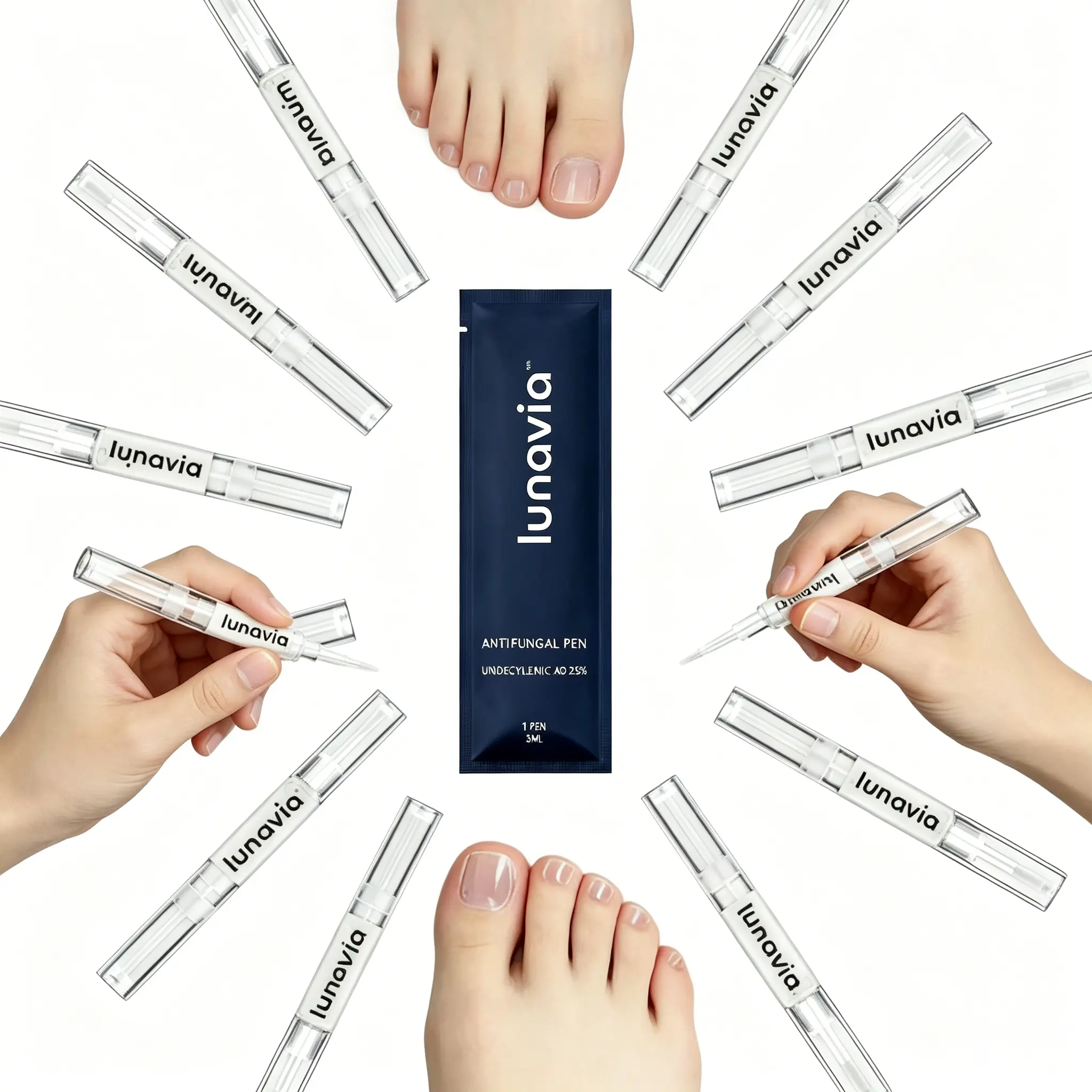 Lunavia Antifungal Pen 3ML UNDECYLENIC ACID 25% for Athlete's Foot Jock Itch & Ringworm Treatment Toe Polish Vecnythra Solution