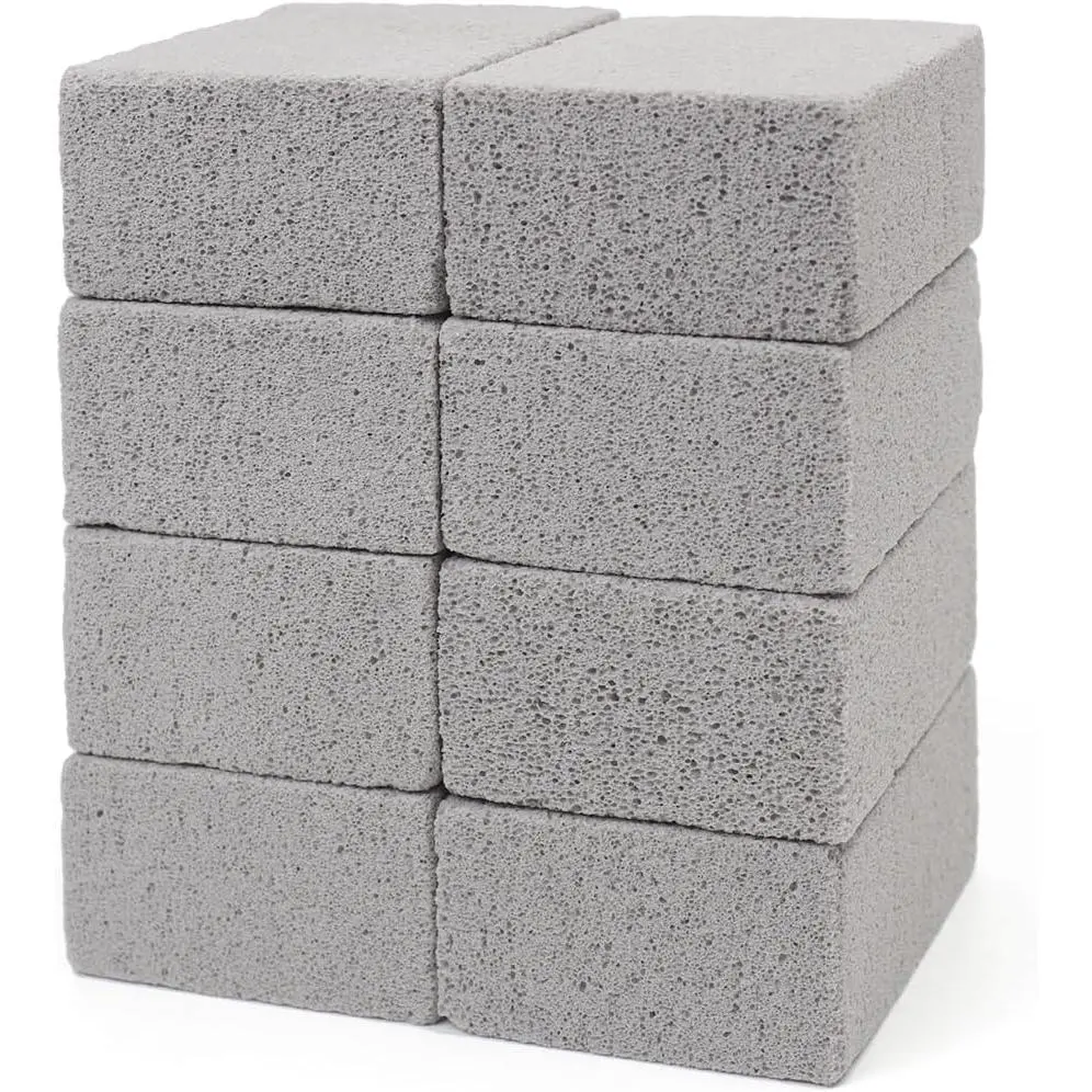 Non Scratch BBQ Grill Stone Cleaning Block Griddle Brick Oven Stone Scrubber Blackstone Cleaner, 8 Pack GrayMagic Stone For Removing Stains,Cleaning Flat Top Cookers,Toilet,Pool,Exfoliation
