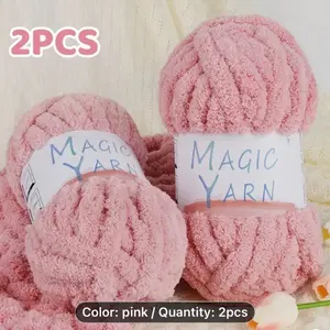 2pcs Chunky Yarn Chenille, Soft Big Twist Blanket Yarn, Super Bulky Yarn, Fluffy Crochet Yarn, Suitable for Hand-knitting Blankets Or Large Household Items, Ideal for Beginners, Gifts for Handicraft Enthusiasts, 23m(25.15yds) 200g(7.05oz) Per Skein