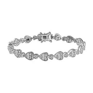 GP Amore Collection White Zircon 3.90 ctw Heart Bracelet in Rhodium Over Sterling Silver 7.25 In Christmas Gifts