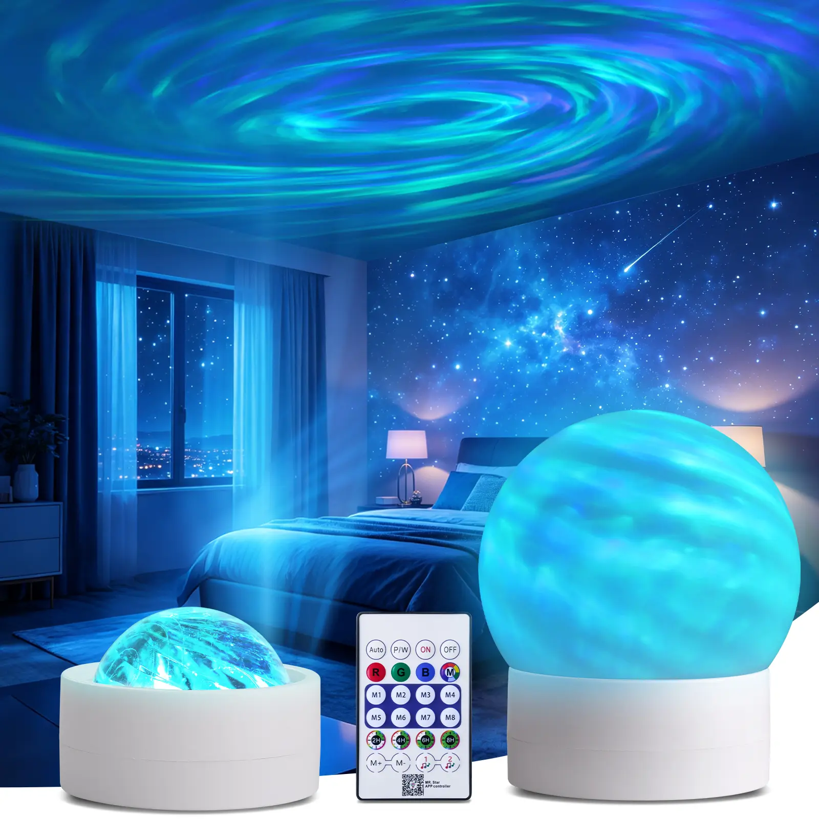 Galaxy Aurora Star Projector Night Light - Space, Starlight, LEDs, Aurora Borealis Projector, LED Lights, Bedroom Decor, Dynamic Swirl Nebula, Remote Control, Adjustable Speed/Brightness, Auto-Off Timer, Birthday/Christmas Gift, Space Projector