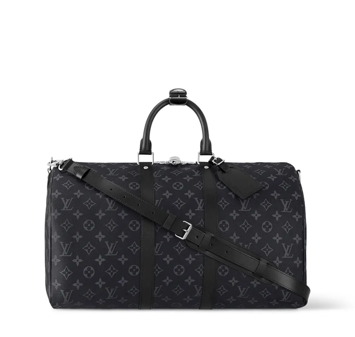 Pre-owned Louis Vuitton Keepall 45 Monogram Eclipse Travel Duffle Bag Microchipped 2604043