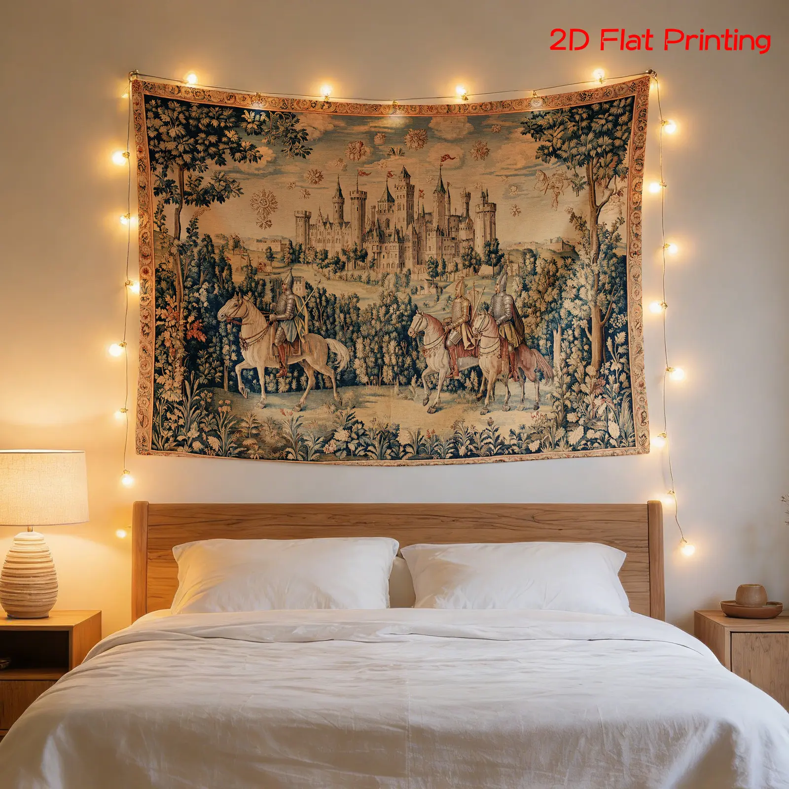2D Flat - 2D Flat - 1pc Medieval Knight Castle Tapestry |   High-Definition Digital Printed, Non-Luminous, Polyester, Suitable For Background Cloth, Photography Props, Party Banners, Birthday Gifts, Room Decoration, Multiple