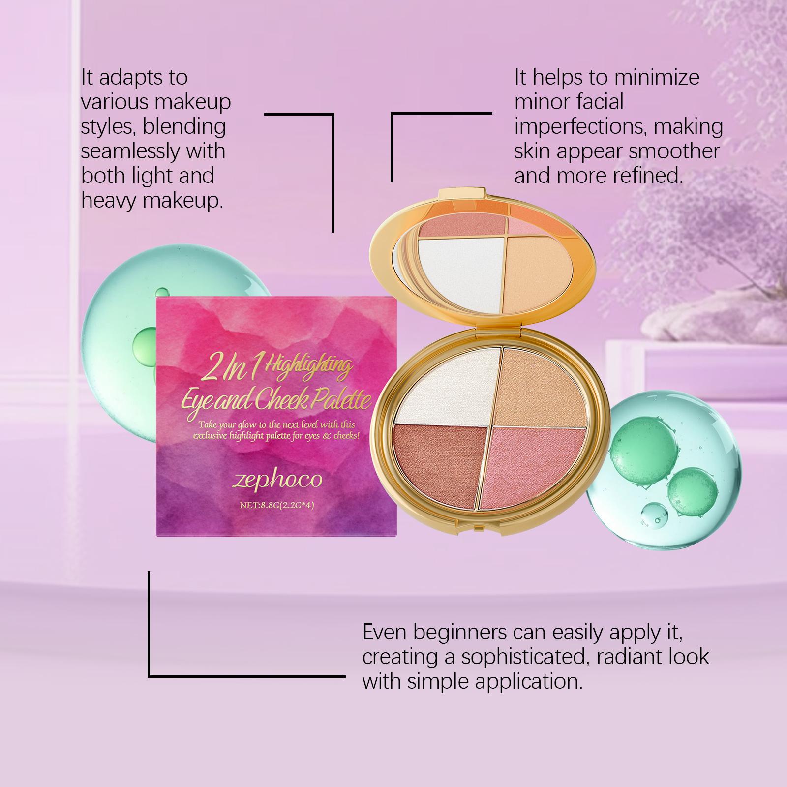 BOGO FREE! 4-in-1 Radiant Face Palette - Eyeshadow, Blush & Highlighter All-in-One Shimmer