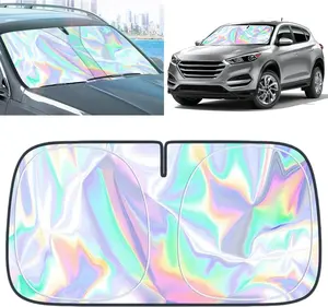 Laser Reflective Car Windshield Sunshade – Premium Heat Insulation & UV Protection | Easy-Fold Design, 57x29.5" Universal Fit – Works for Sedans, SUVs & MPVs