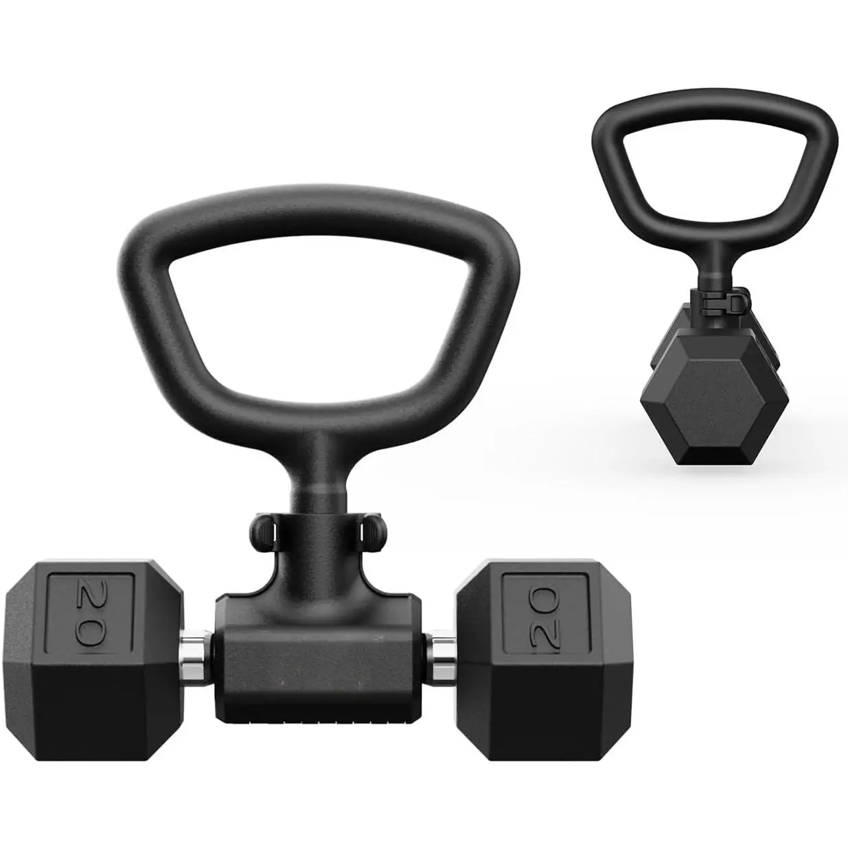 Dumbbell Kettlebell Converter by   Convert Dumbbells into Kettlebell for Home Gym Fitness  Adjustable Weights & Up to 220LB Capacity Kettlebell Handle for Weight Lifting, 90-Degree Rotating Handle.