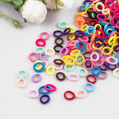 Vinisay Plain Hairbands & Scrunchies Set - 350 Pcs 1.18 in Soft Cotton Slip-Free Colored No-Crease Finger Ponytail Holders, Baby Hair Accessories with Gentle Stretch Keeps Hair Comfy, Casual Daily Use, Automatic Purchase Free Gift (Random Color)