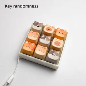 1pc 9-Key Cat Mechanical Switch Fidget, Kawaii Decompression Keychain, Satisfying Clicky Stress Relief, Perfect Easter Gift for Office & School