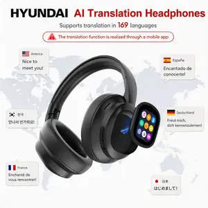 HYUNDAI X1 Pro Wireless Headphones with Detachable Full Color LCD Touch Screen Support 169 Languages Bluetooth Translation Function AI Assistant & Smart Chat
