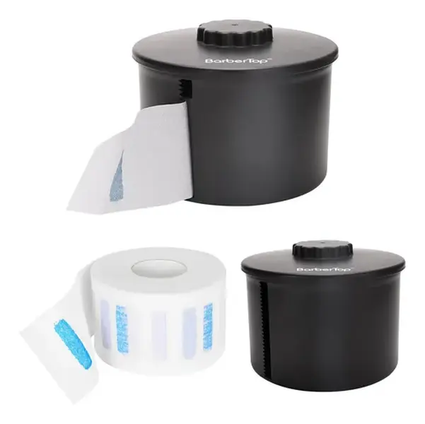 Barber Neck Strip Dispenser Set with 100 Paper Strips - Dustproof Holder and Professional Salon Equipment with Easy Pull Design, Barber Equipment, Salon Use, Hair Salon Stylists