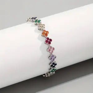 Rainbow Clover Zircon Bracelet - Fashion Accessory for Daily, Formal and Special Occasions