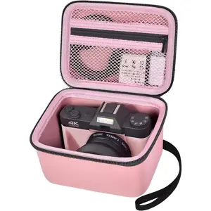 SQ-PHP006 Vlogging Camera Case Compatible with for Duluvulu/for VJIANGER/for JGIPL/for TEBNGIHNM 4K Digital Cameras for Youtube. Vlog Camera Carrying Storage for Lens, Cable and Other Accessories - Pink