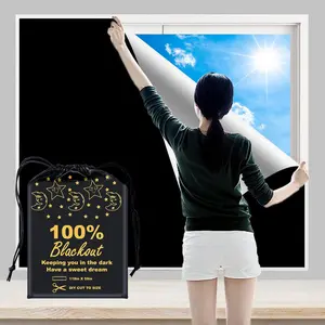 Blackout Blind Curtains Window Cover [XXL Size 118"x 59" ] [DIY Cut to Any Size or Shape] [Hook&Loop Tabs][Portable Bags for Travel ] [Light & UV Blocking ] for House, ,Apartment