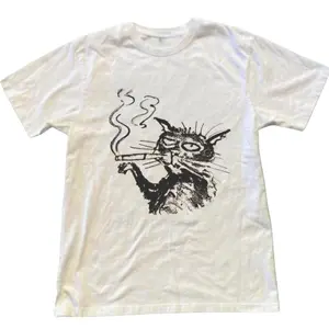 The Funny Cat Shirt, Smoking Cat Tee, Black Cat Graphic Shirt, Grumpy Cat T-Shirt, Crew Neck, Menswear Top, Womenswear Top Underwear Streetwear