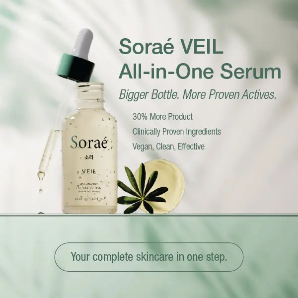 Soraé Veil All-in-One Peptide Serum with Actives 50 mL Korean Skincare, Hydrating, Brightening, Calming, Anti-aging, Niacinamide, Hyaluronic Acid Gentle Daily Serum.