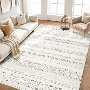 Moroccan Style Geometric Pattern Rug, Soft Foldable Non-slip Carpet, Decorative Mat, Boho Area Rug, Bohemian Style Rugs for Home Living Room Bedroom Kitchen Entrance Bathroom