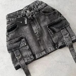 women 2 peice new fashion straps casual multiple pockets denim skirt  goth womens versatile strap streetwear  Womenswear sets Clothes Button Jeans Seamless Suits Gamis Fitted Short Sleeveless