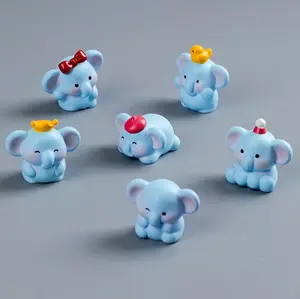 Mini 6pcs Resin Baby Elephant Model - Animal Figurine for Desktop Display, Micro Sculpture Decor, Dollhouse, Display Ornaments,gifts