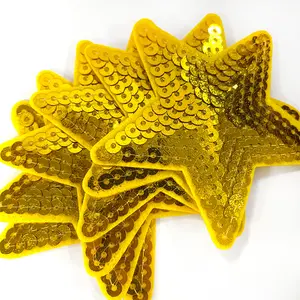 30Pcs Sequins Star Iron on Patches Embroidery Fashion Cute Shiny Chrome Decoration Sew on for Clothing Bags Jackets Jeans Hats Accessory Decoration