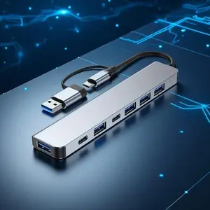 7-in-1 USB 3.0 Data Transfer Adapter, Multiport Expansion with Type-C & USB-A Connectors, Compatible with Tablets, Supports 5V Operating Voltage, USB Port Gadget