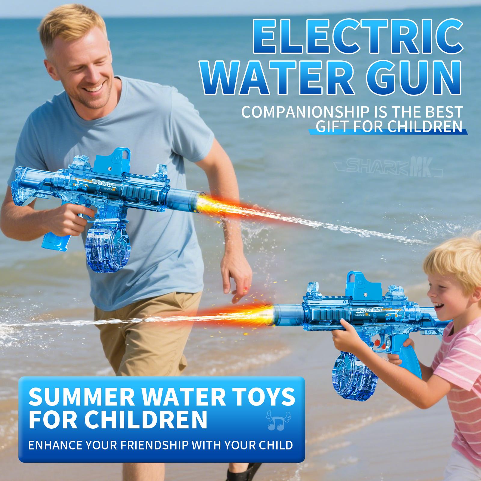 #Summervibes Ultimate Battle Electric Water Gun, Automatic Powerful Water Blaster with LED Glowing Muzzle, 320cc Large Capacity, 32FT Long Range, Summer Outdoor Shooting Toy for Kids & Adults Beach Pool Party