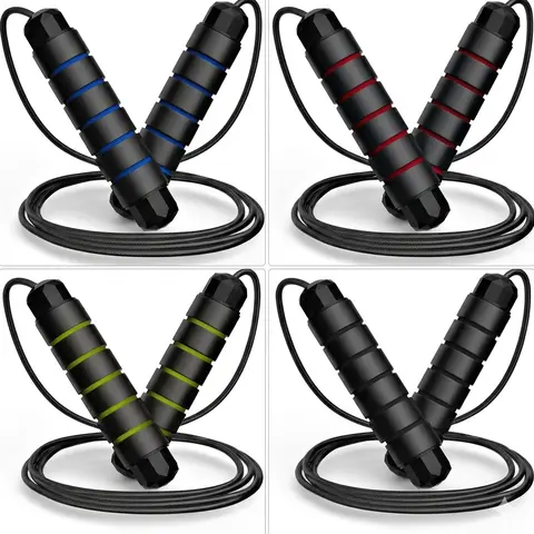 Adjustable Jump Rope for Adults, Tangle-Free Steel Cable with Ball Bearings and Foam Grip Handles for Home Gym, Exercise, Multiple Colors