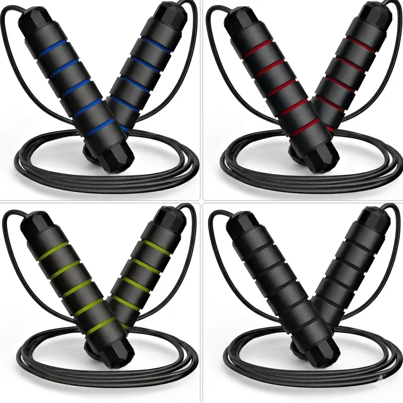 Adjustable Jump Rope for Adults, Tangle-Free Steel Cable with Ball Bearings and Foam Grip Handles for Home Gym, Exercise, Multiple Colors