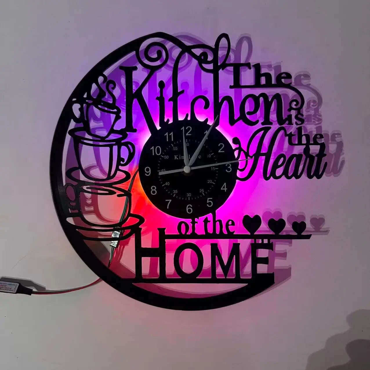 Kitchen Series Vinyl Record Round Hanging Wall Clock, Silent LED Colorful Clock, Ideal for Living Room, Kitchen, Office, House, Home Decor, Gift Ideas