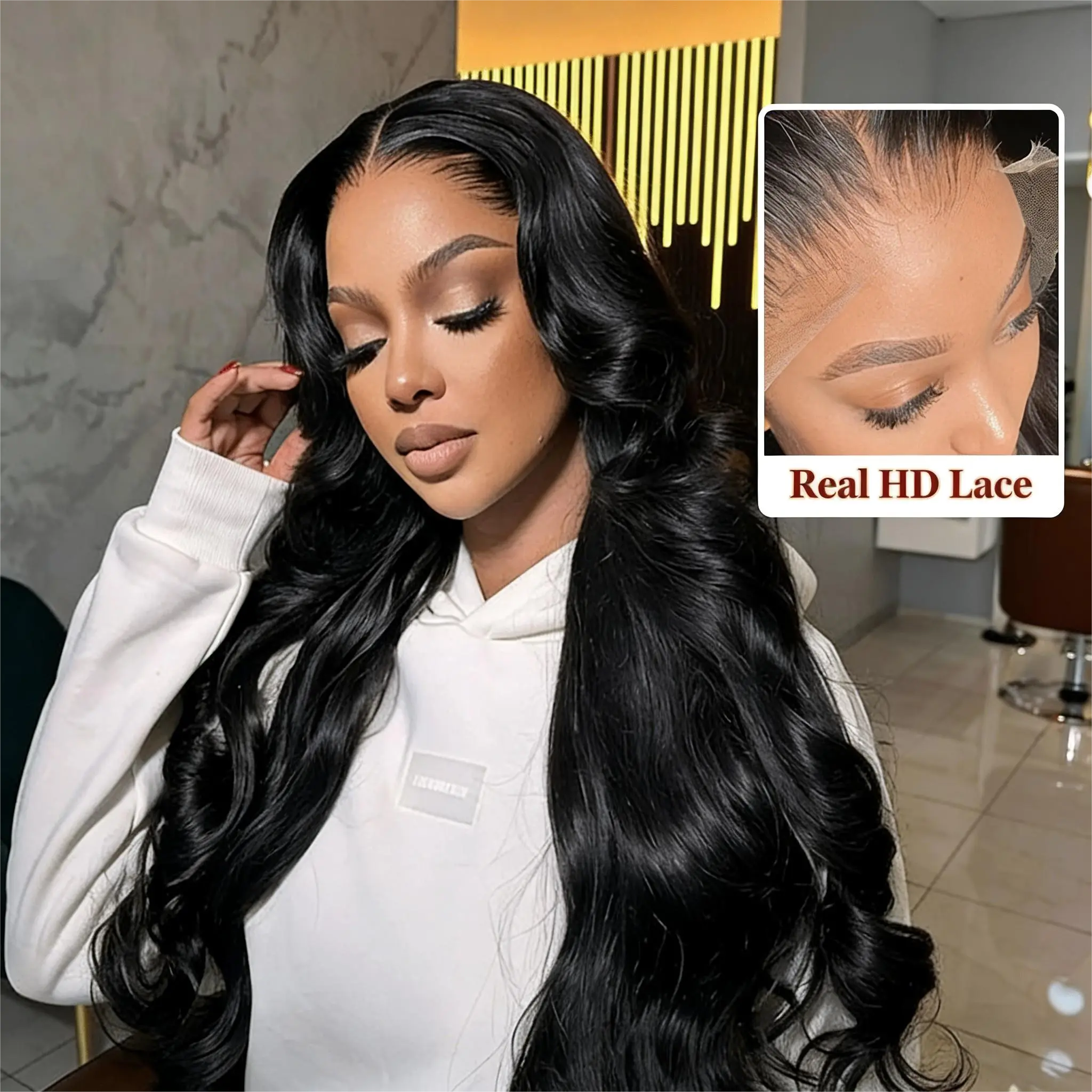 【Skinlike HD】Mamushow 13x6 SKINLIKE Real HD Lace Frontal Wigs 250% Density Body wave Wigs Human Hair Pre Plucked Bleached Tiny Knots 250 Density 0.10mm Ultra thin Invisible Lace Front Wigs for Women Human Hair