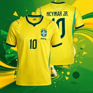 2026 Brazil National Home And Away 10#Neymar and VINI 11#Raphinha Short And Long Sleeve Soccer Jersey Fans Versio Breathable