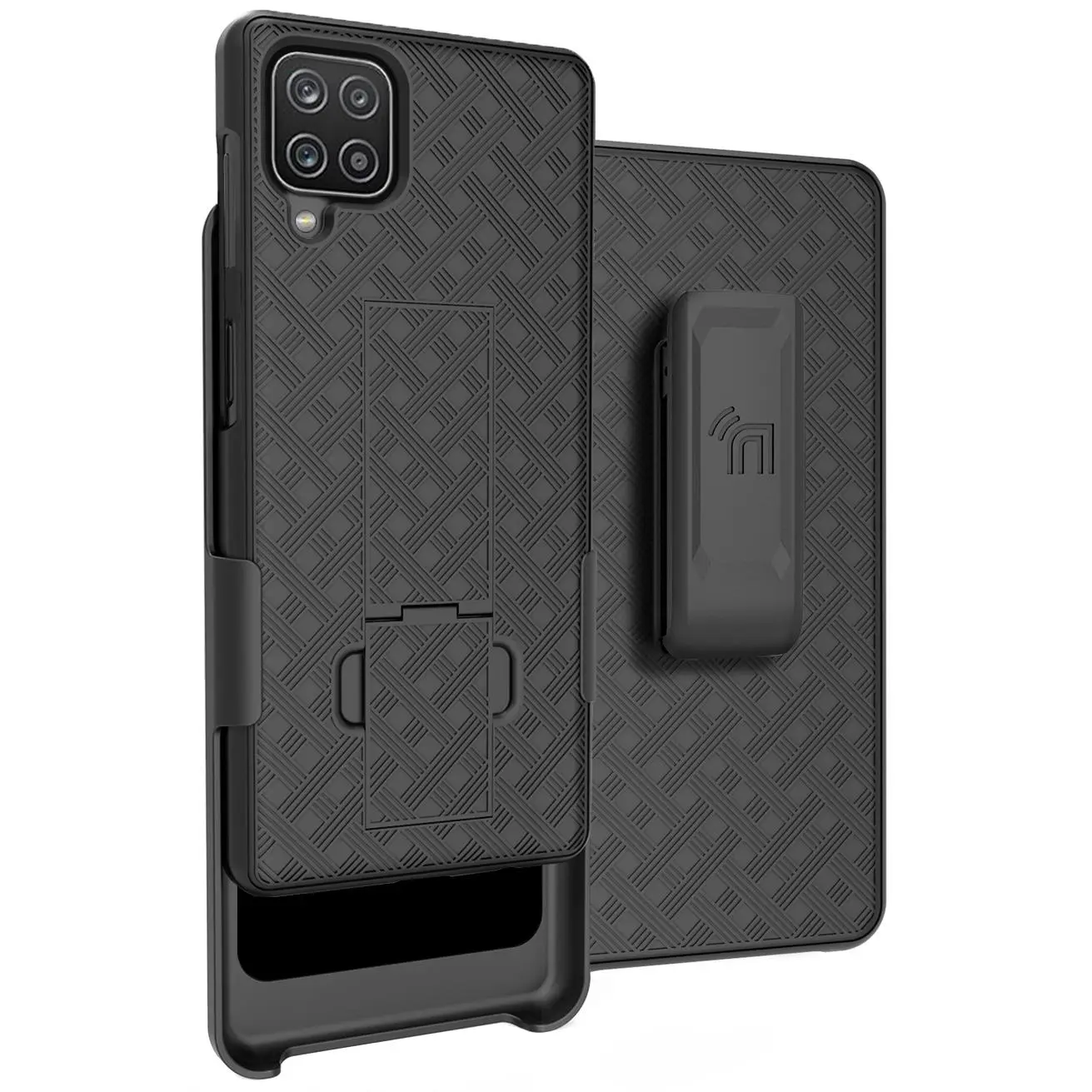 Nakedcellphone Case with Clip for Samsung Galaxy A42 5G, Slim Hard Shell Phone Cover with Kickstand and [Rotating/Ratchet] Belt Hip Holster Combination