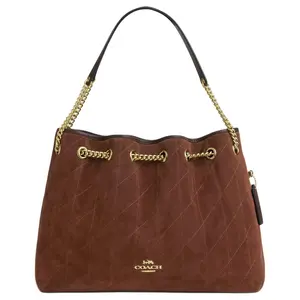 COACH Evelyn 34 Quilted Leather Tote Bag for Women in Brown