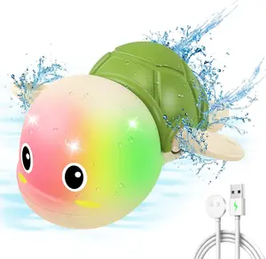 Rechargeable Light Up Water Toys for Kids - Cute Swimming Turtle, IPX8 Waterproof, Magnetic Charging, 60 Minutes Battery Life, Safe & Soft Legs, Perfect for Bathtub, Pool, Shower, Outdoor Use, Birthday Gifts