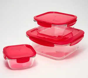 LocknLock 3-Piece Nestable Glass Square Storage Set