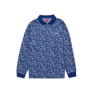 Supreme Currency Jacquard Zip L/S Polo Blue (men) by StockX