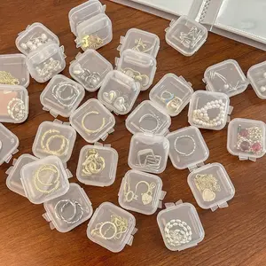 Small Box Transparent Plastic Pill Case Earring Small Square Grid Ring Jewelry Earbud Case USB Flash Drive SIM Card Storage Box