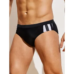 Plus Size Men's Solid Color Quick-Drying Triangle Swimming Trunks - Low Waist, Drawstring Fit Swimsuit, Professional Athletic Beach Shorts for Summer Outdoor Surfing, Swimming