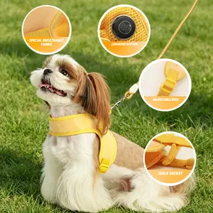 PUPB Light-up Pet Harness – USB rechargeable; stylish, safe, secure, and comfortable; lightweight, anti-chafe straps; adjustable for a perfect fit; suitable for small to medium-sized dogs and cats.