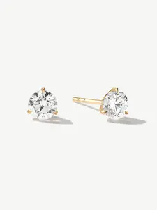 "Inner Radiance" Martini Three Claw Prong Stud Earrings in 14K Yellow Gold Fine Jewelry for Women Promise Anniversary Birthday Gifts for Her