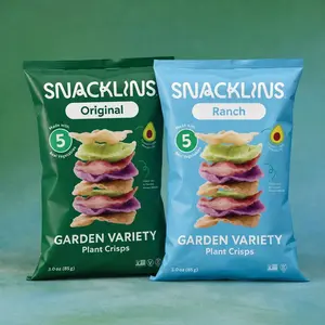 SNACKLINS Garden Variety Original & Ranch - Low Calorie Vegan Crisps Gluten Free, Grain Free Healthy Crunchy Puffed Snacks 3oz Variety Pack