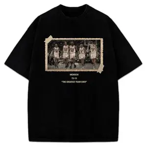 1996 Chicago Squad Vintage Photo T-Shirt The Greatest Team Ever 72-10 Crewneck Cotton Tee