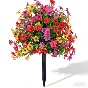 1pc Artificial Straight Plug Plant Flowers with Ground Spikes for Outdoor Spring And Summer Decoration, Decorative Flowers, Artificial Flowers Daisy Eucalyptus Look Real, Fake flowers UV Resistant Porch Home Indoor Terrace Balcony Yard Decoration