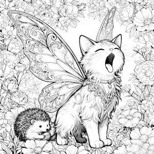 Magic Cat Coloring Book, the savior of insomnia  This mysterious and healing cat coloring book is absolutely amazing! Magic Wings+Elf Hat, enter the fantasy fairy tale world in one second!