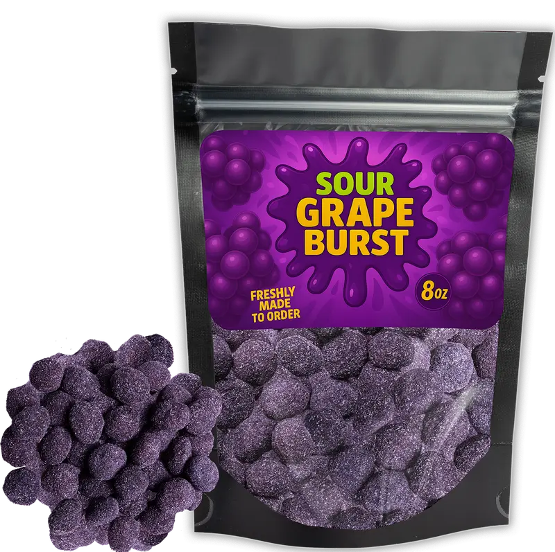 Sour Grape Gushers - (8oz Large Bag) - Sour Grape Gushers Snack  - Ships Same Day! Candy Sweet